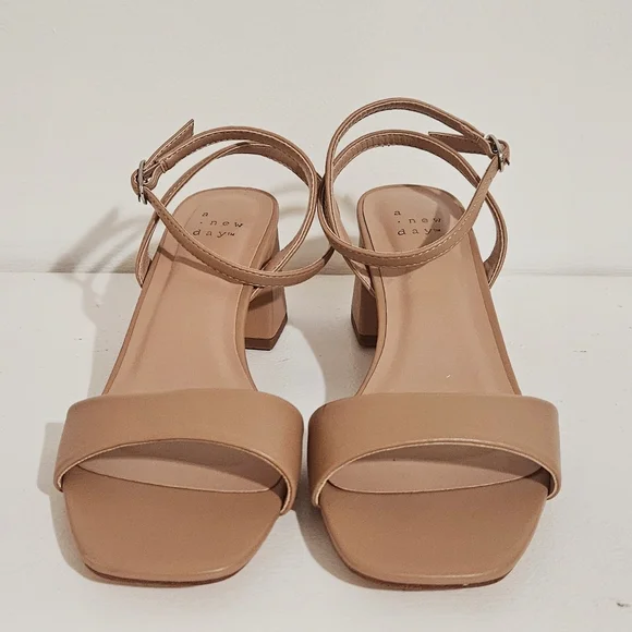 A.New Day Shannon heels for women with memory foam insole open toe and square - Picture 4 of 11